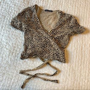 Cheetah Print Wrap Top